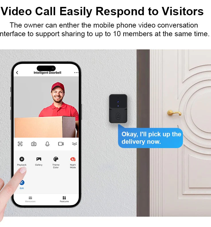 Vision Bell WiFi Video Doorbell Camera with Music Bell